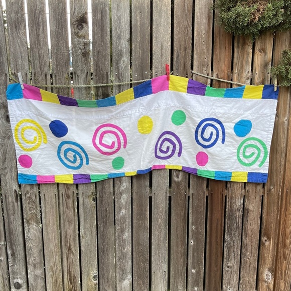 Vintage Window Valance Swirls Colorful